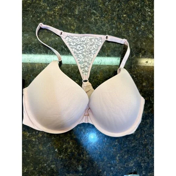 Victoria’s Secret Full Coverage T-Shirt Push Up Bras Black Pink 32D EUC - Picture 3 of 5